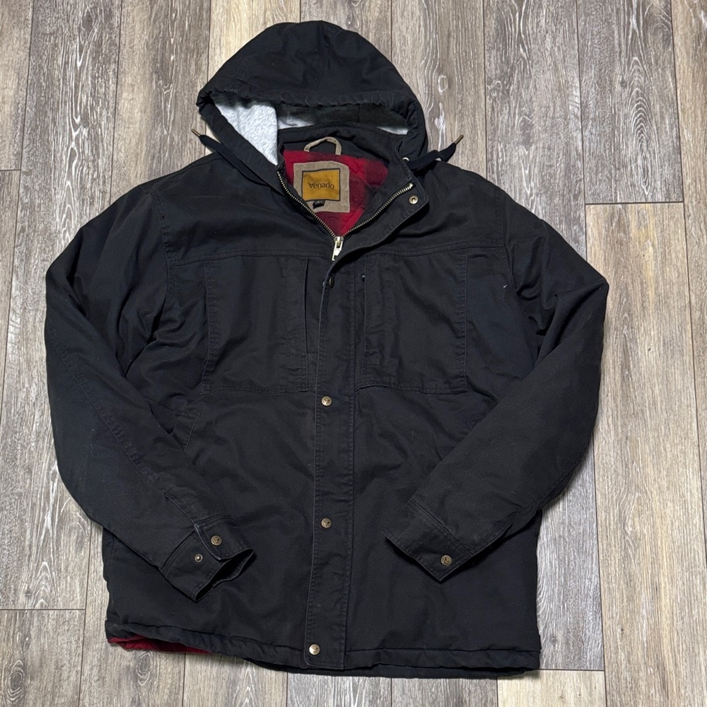 Venado Black Hooded concealed carry coat